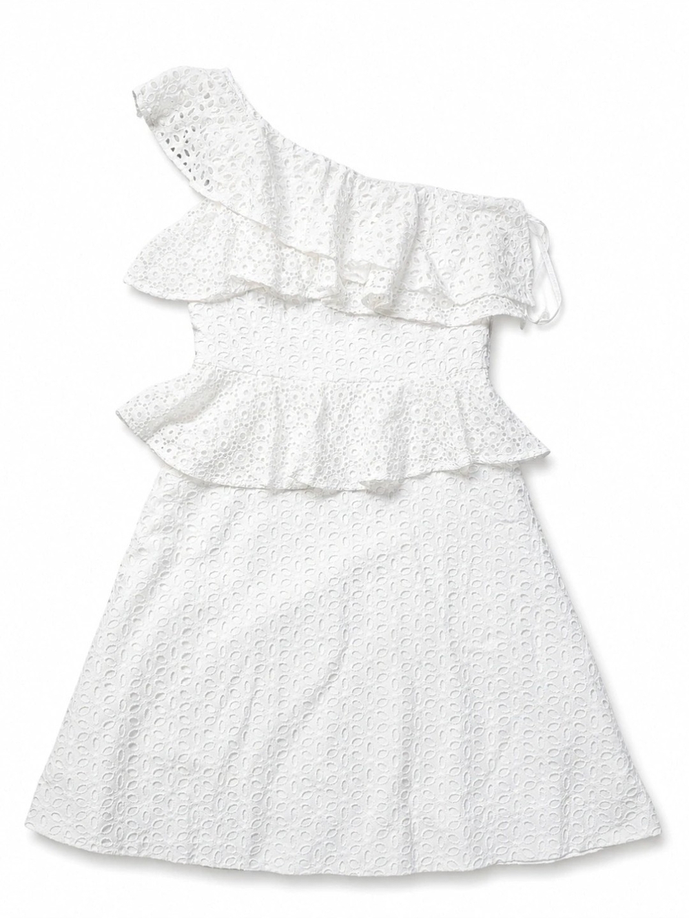 Lilly Pulitzer White One-Shoulder Eyelet Ruffle Dress